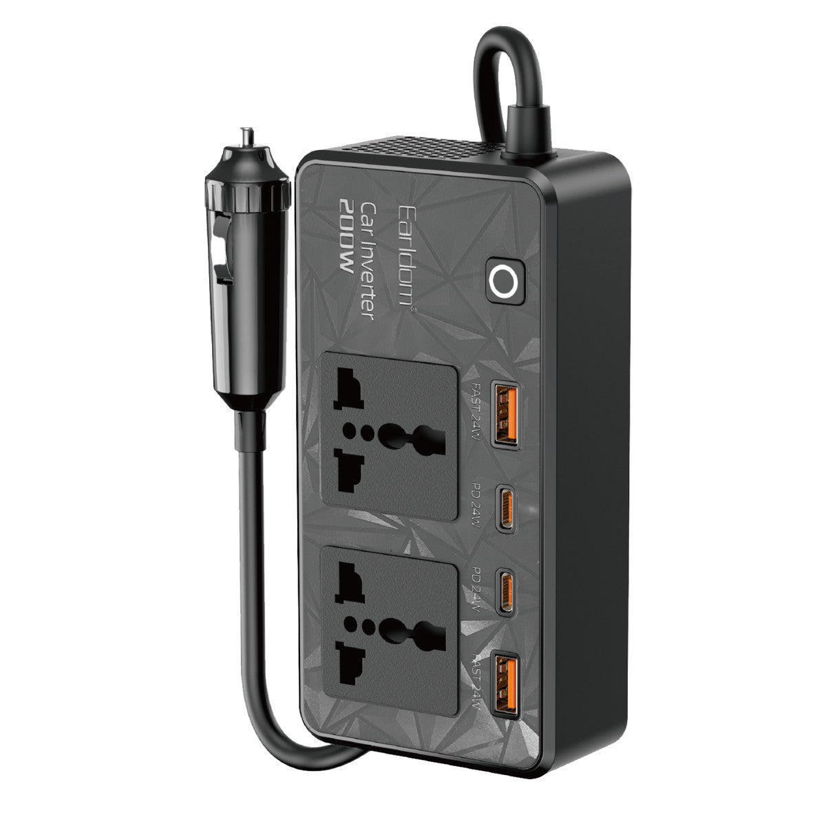Earldom LT01 200W AC 220V Çıkışlı PD Destekli 4 Portlu Araç İçi Güç Dönüştürücü